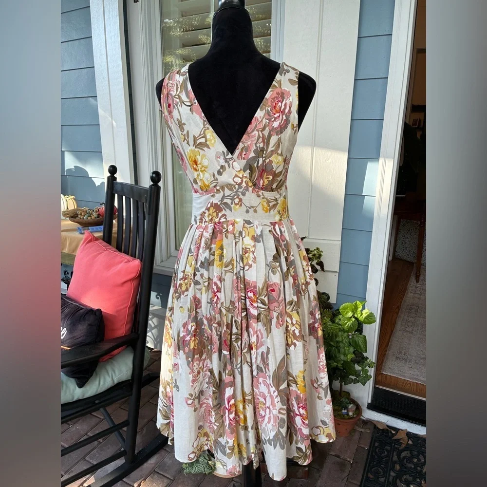 Arueh Floral Cotton Dress – romantic vintage inspired size medium 100 % cotton - Picture 4 of 10